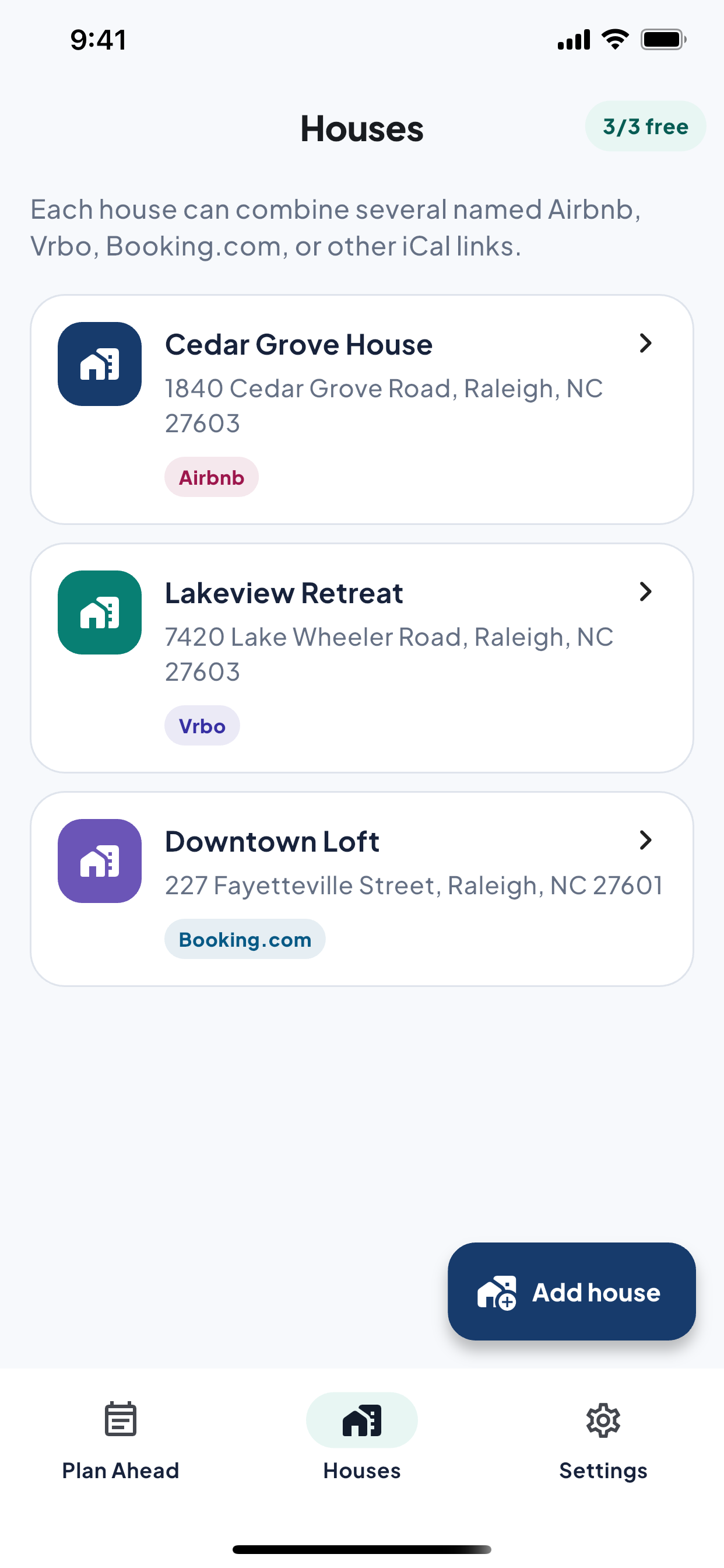 Properties organized in the PlanAhead app